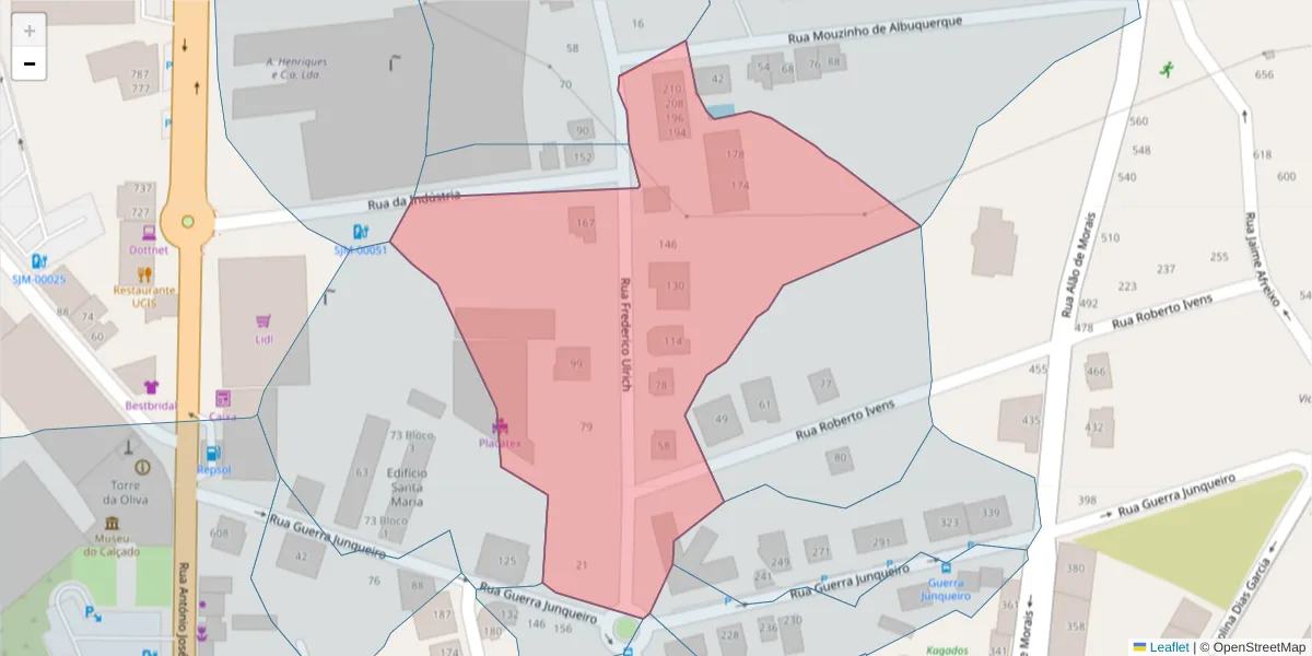 Mapa detalhado do código postal 3700-118 com limites, códigos postais vizinhos e agências dos correios