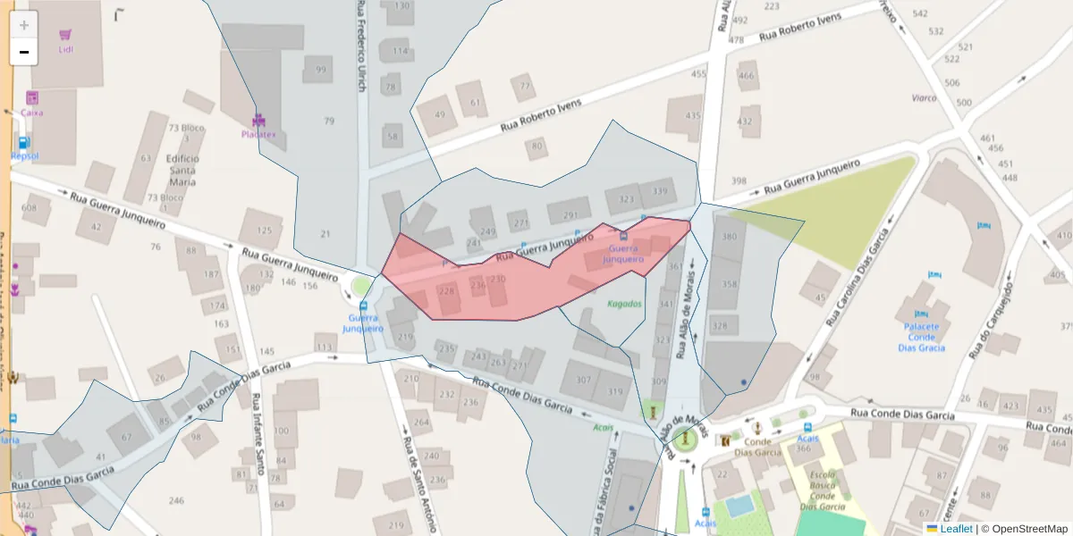 Mapa detalhado do código postal 3700-129 com limites, códigos postais vizinhos e agências dos correios