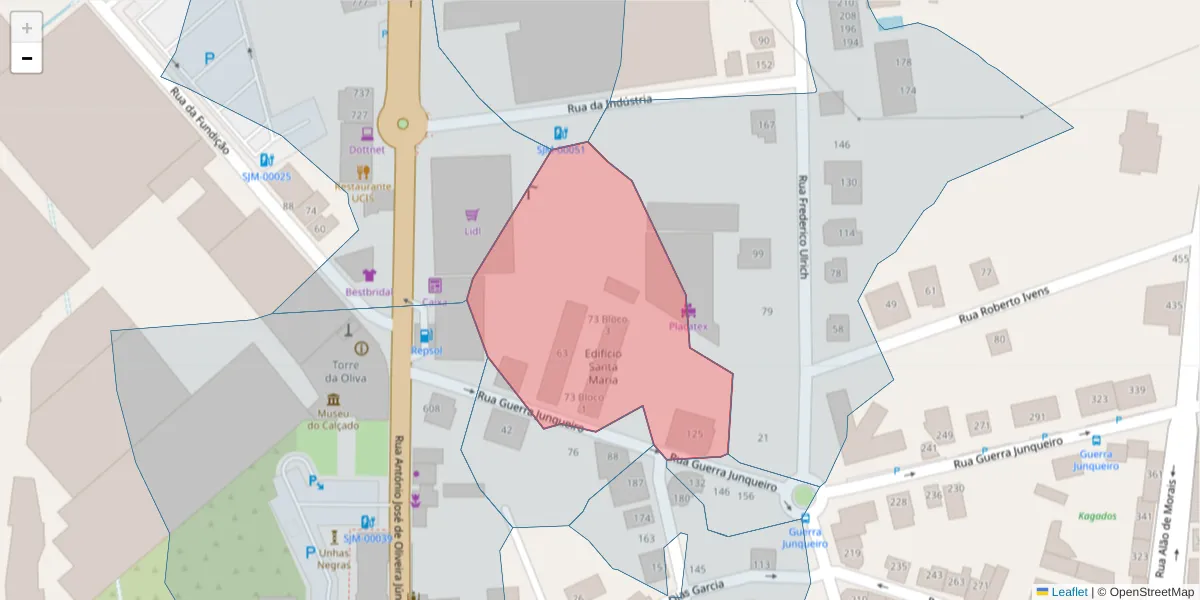 Mapa detalhado do código postal 3700-131 com limites, códigos postais vizinhos e agências dos correios