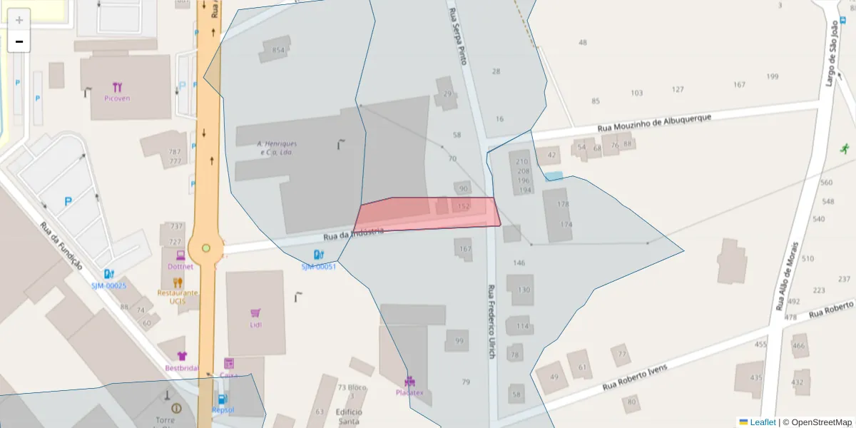 Mapa detalhado do código postal 3700-138 com limites, códigos postais vizinhos e agências dos correios