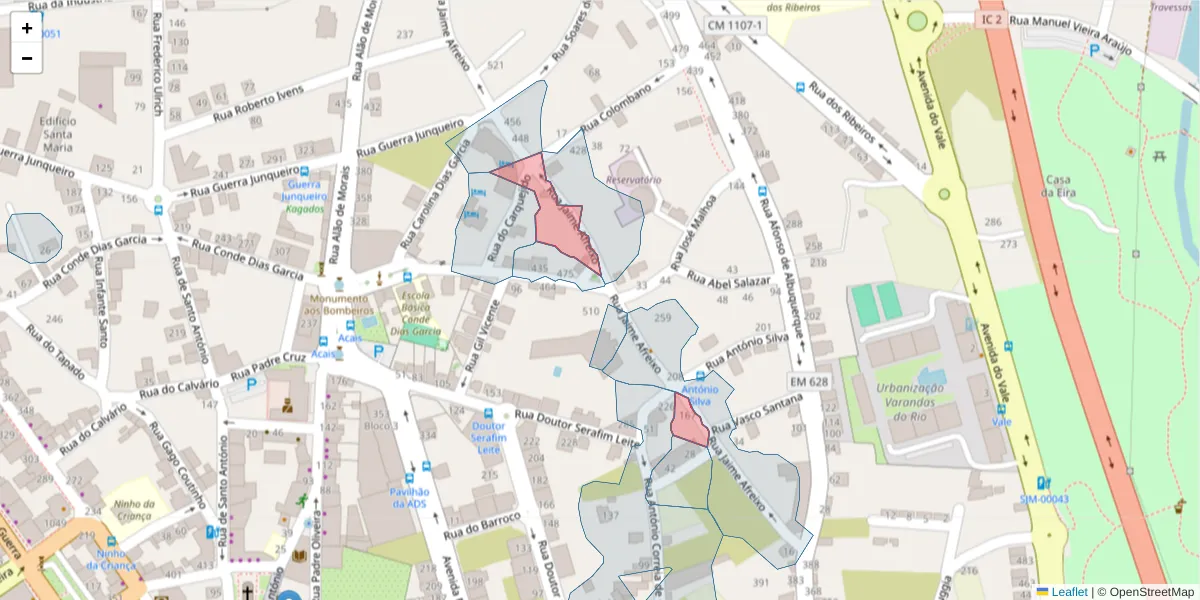 Mapa detalhado do código postal 3700-143 com limites, códigos postais vizinhos e agências dos correios