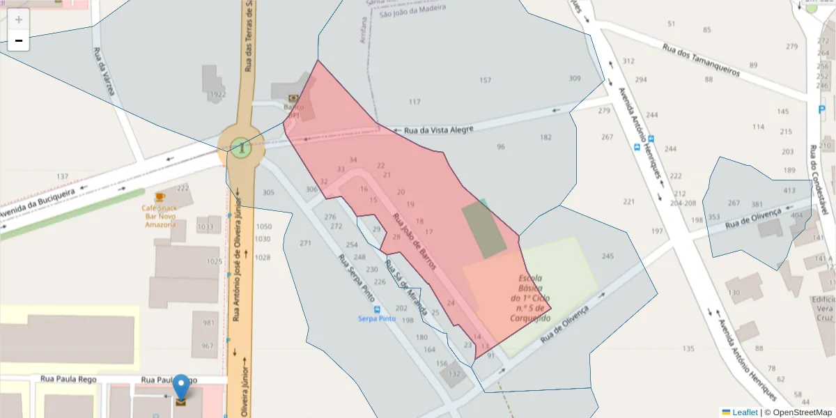 Mapa detalhado do código postal 3700-148 com limites, códigos postais vizinhos e agências dos correios
