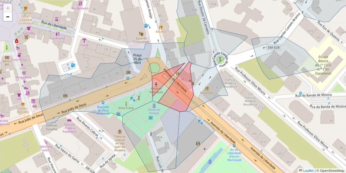 Mapa detalhado do código postal 3700-165 com limites, códigos postais vizinhos e agências dos correios