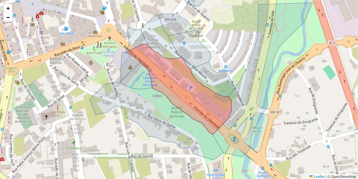 Mapa detalhado do código postal 3700-166 com limites, códigos postais vizinhos e agências dos correios