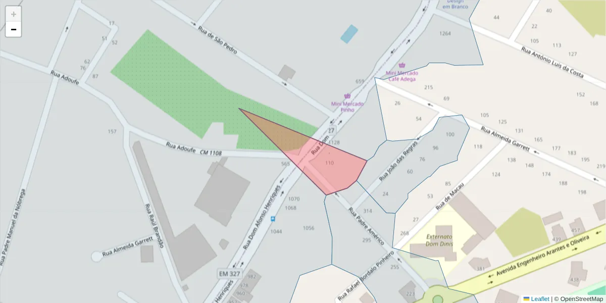 Mapa detalhado do código postal 3700-180 com limites, códigos postais vizinhos e agências dos correios