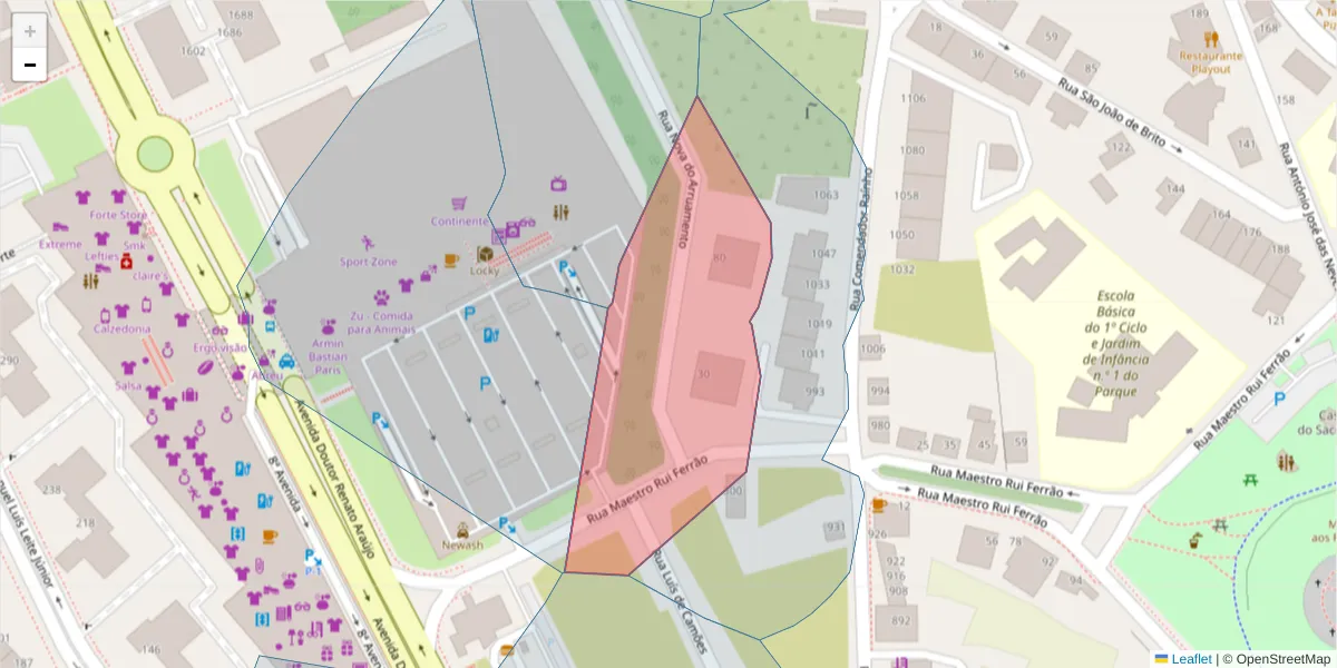 Mapa detalhado do código postal 3700-199 com limites, códigos postais vizinhos e agências dos correios