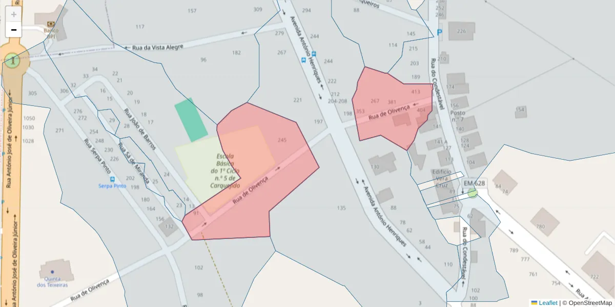 Mapa detalhado do código postal 3700-209 com limites, códigos postais vizinhos e agências dos correios