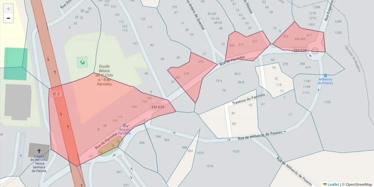 Mapa detalhado do código postal 3700-217 com limites, códigos postais vizinhos e agências dos correios