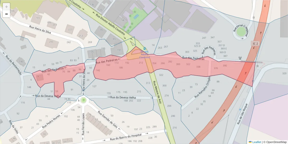 Mapa detalhado do código postal 3700-220 com limites, códigos postais vizinhos e agências dos correios