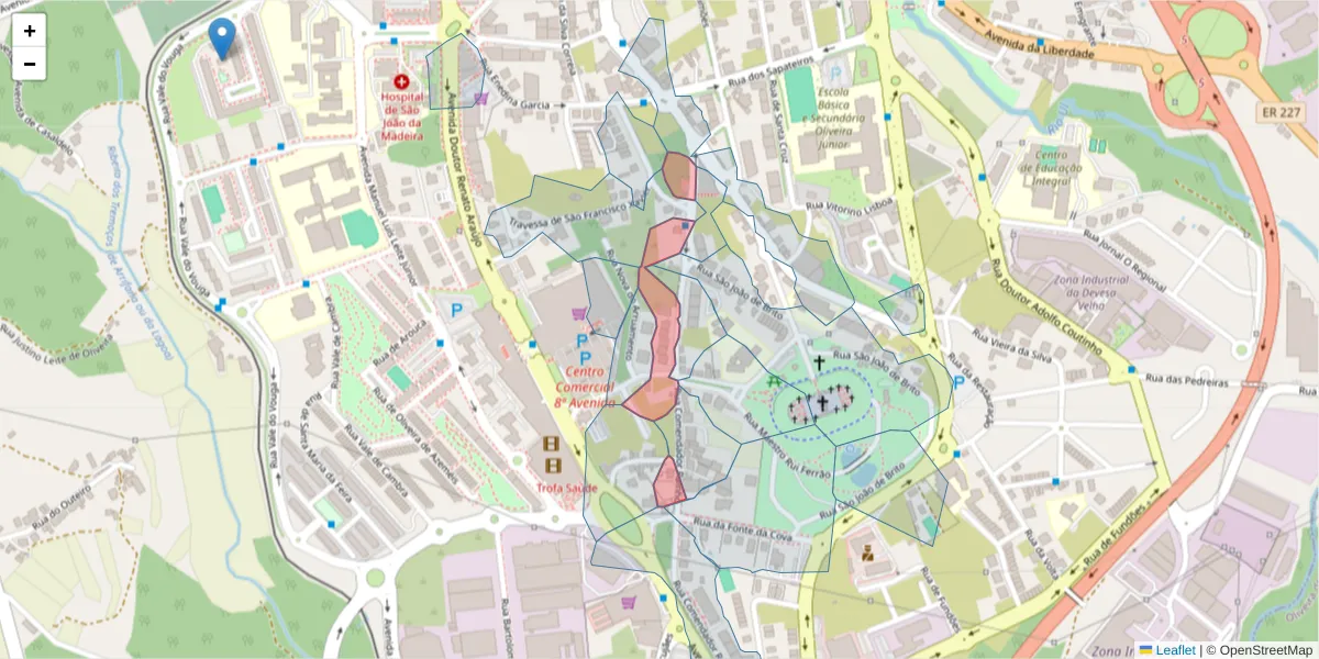 Mapa detalhado do código postal 3700-232 com limites, códigos postais vizinhos e agências dos correios