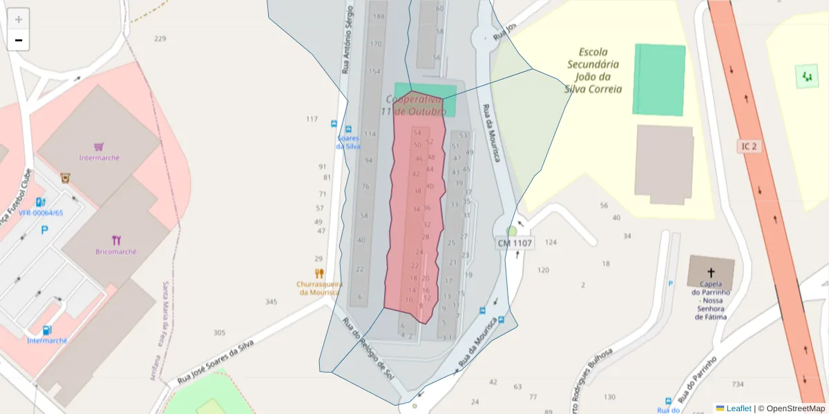 Mapa detalhado do código postal 3700-237 com limites, códigos postais vizinhos e agências dos correios