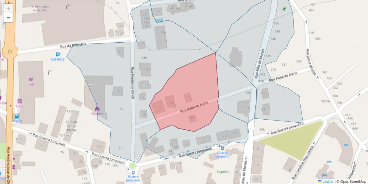 Mapa detalhado do código postal 3700-239 com limites, códigos postais vizinhos e agências dos correios