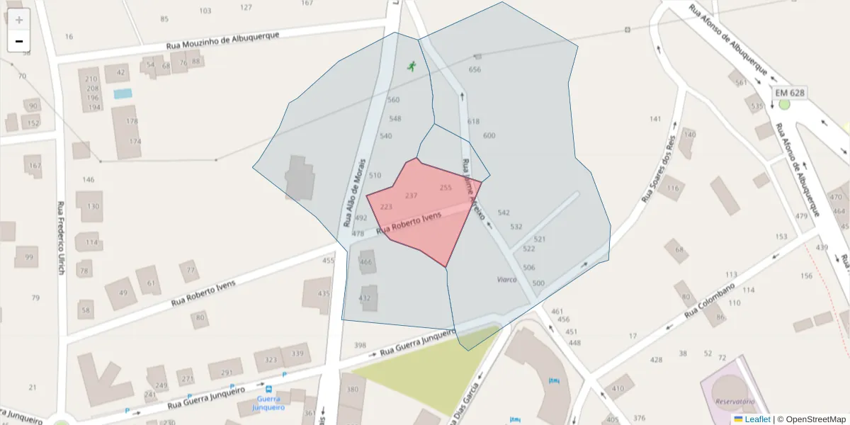 Mapa detalhado do código postal 3700-251 com limites, códigos postais vizinhos e agências dos correios
