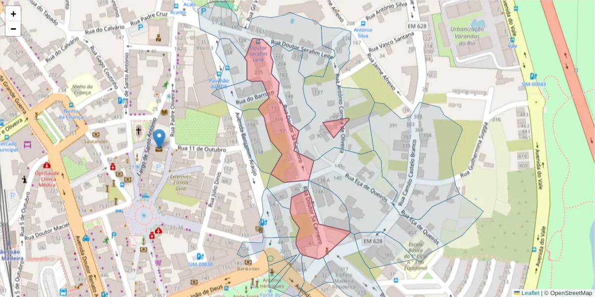 Mapa detalhado do código postal 3700-255 com limites, códigos postais vizinhos e agências dos correios