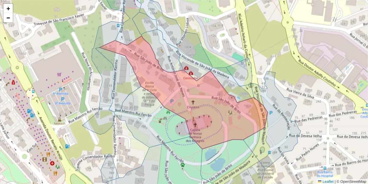 Mapa detalhado do código postal 3700-271 com limites, códigos postais vizinhos e agências dos correios