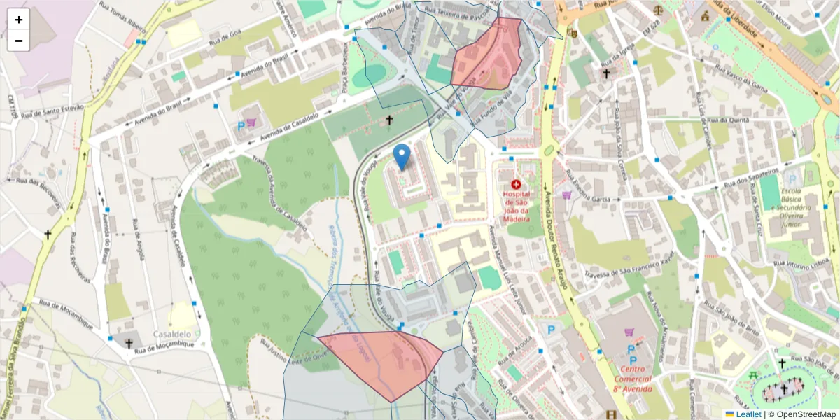 Mapa detalhado do código postal 3700-298 com limites, códigos postais vizinhos e agências dos correios