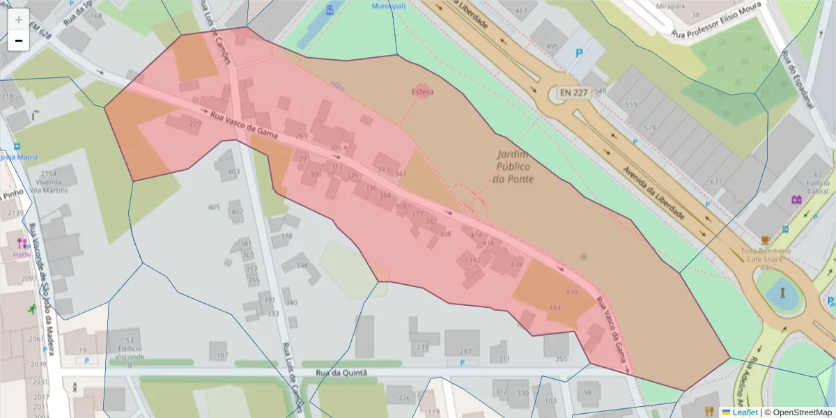 Mapa detalhado do código postal 3700-300 com limites, códigos postais vizinhos e agências dos correios