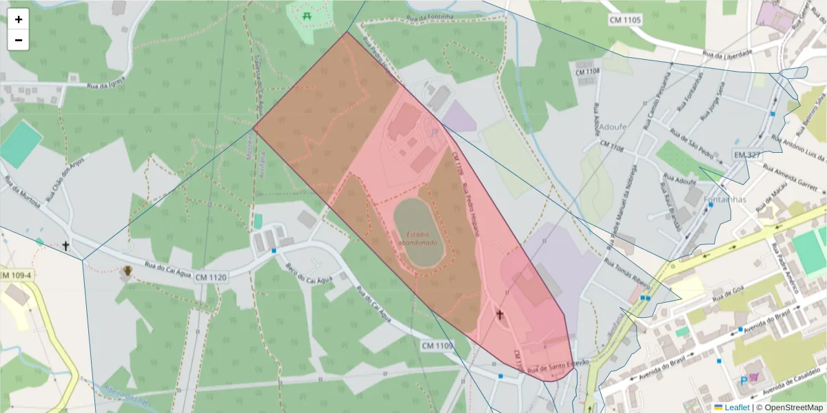 Mapa detalhado do código postal 3700-333 com limites, códigos postais vizinhos e agências dos correios