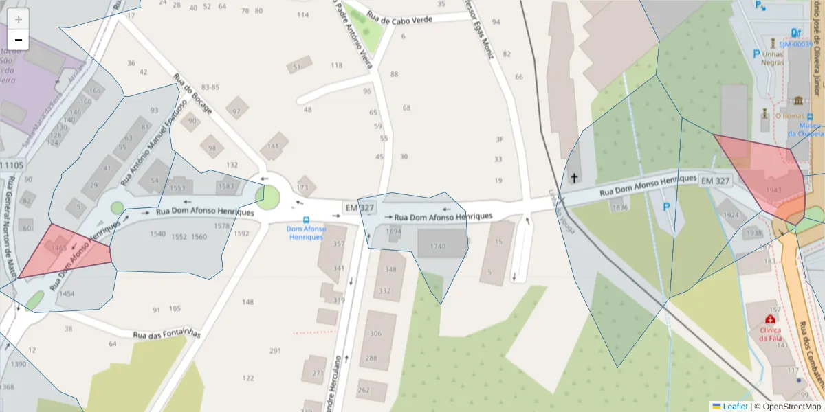 Mapa detalhado do código postal 3700-344 com limites, códigos postais vizinhos e agências dos correios
