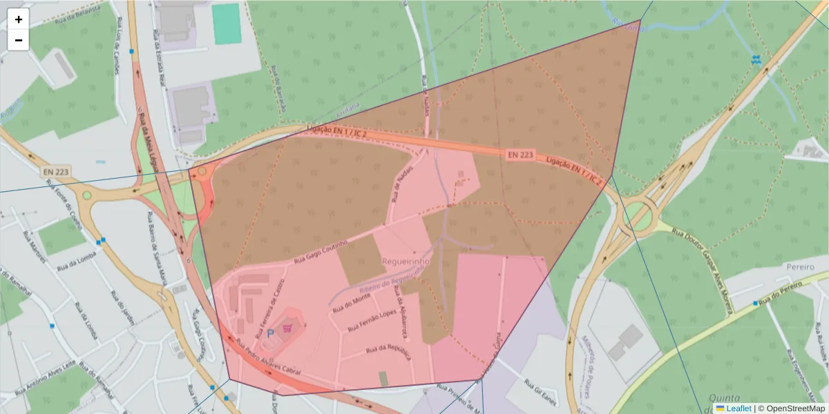 Mapa detalhado do código postal 3700-530 com limites, códigos postais vizinhos e agências dos correios
