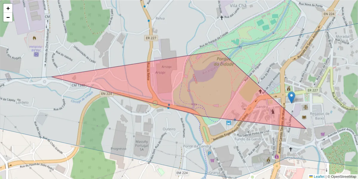 Mapa detalhado do código postal 3730-007 com limites, códigos postais vizinhos e agências dos correios