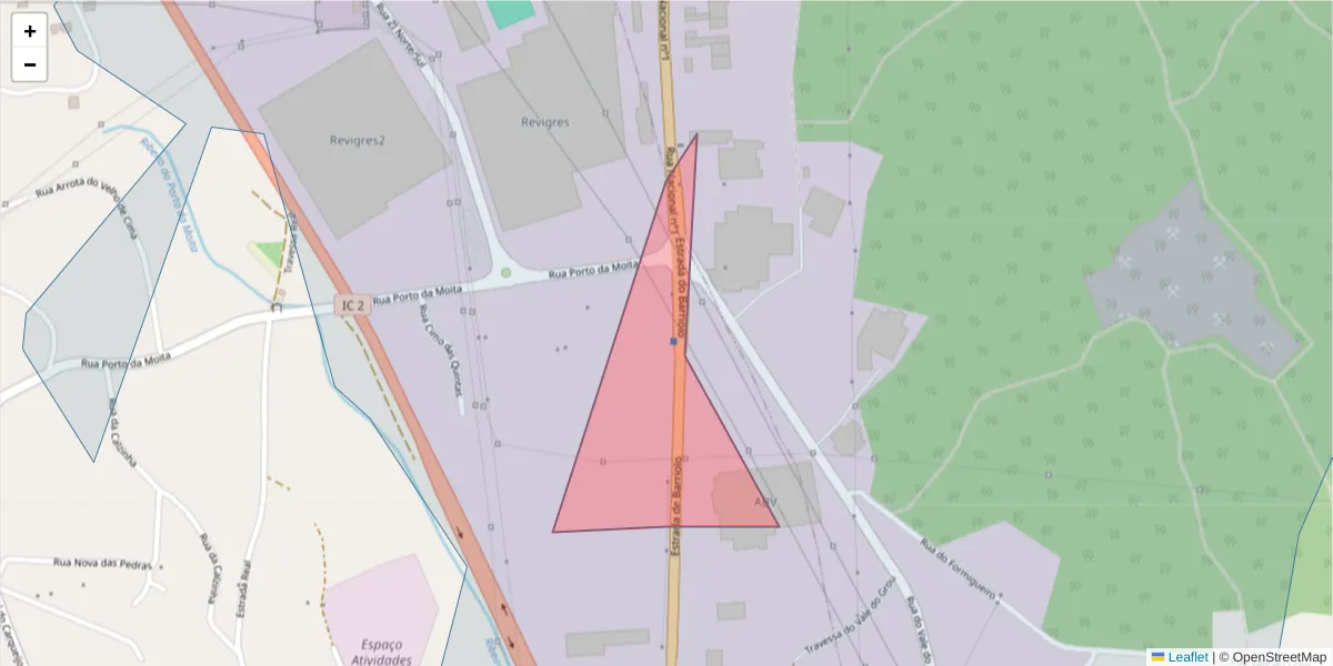 Mapa detalhado do código postal 3750-002 com limites, códigos postais vizinhos e agências dos correios