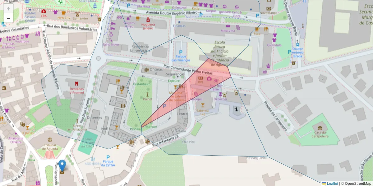 Mapa detalhado do código postal 3750-145 com limites, códigos postais vizinhos e agências dos correios