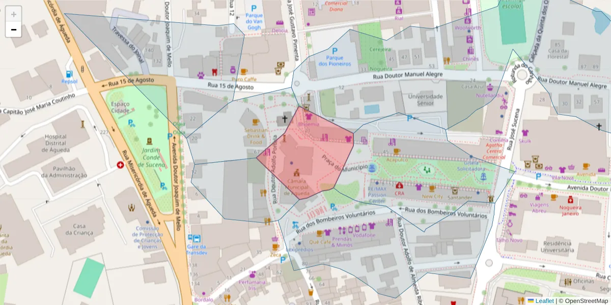 Mapa detalhado do código postal 3754-500 com limites, códigos postais vizinhos e agências dos correios