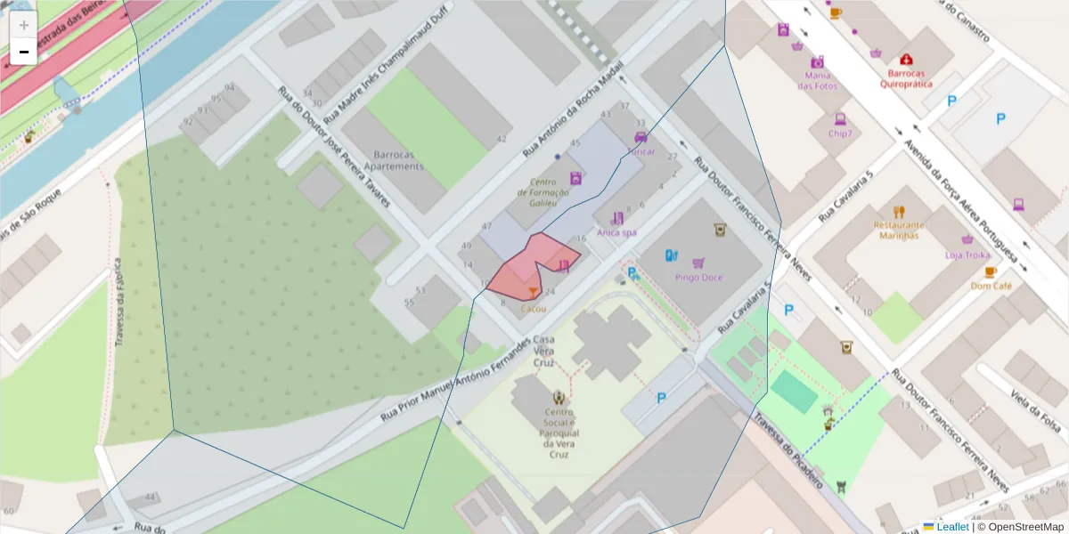 Mapa detalhado do código postal 3800-816 com limites, códigos postais vizinhos e agências dos correios