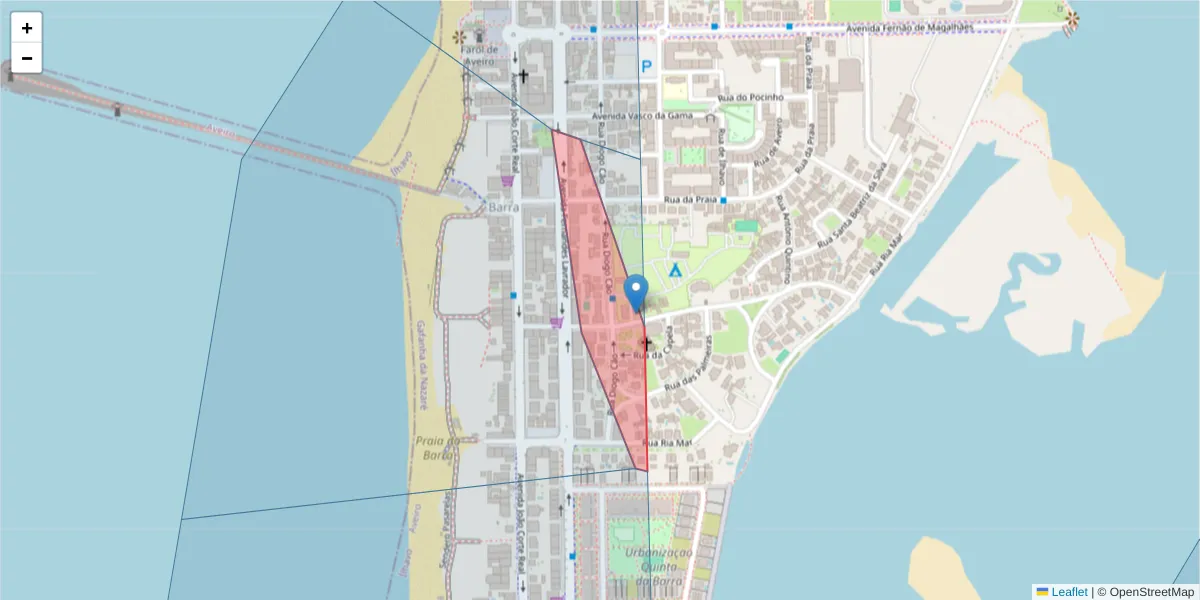 Mapa detalhado do código postal 3830-763 com limites, códigos postais vizinhos e agências dos correios