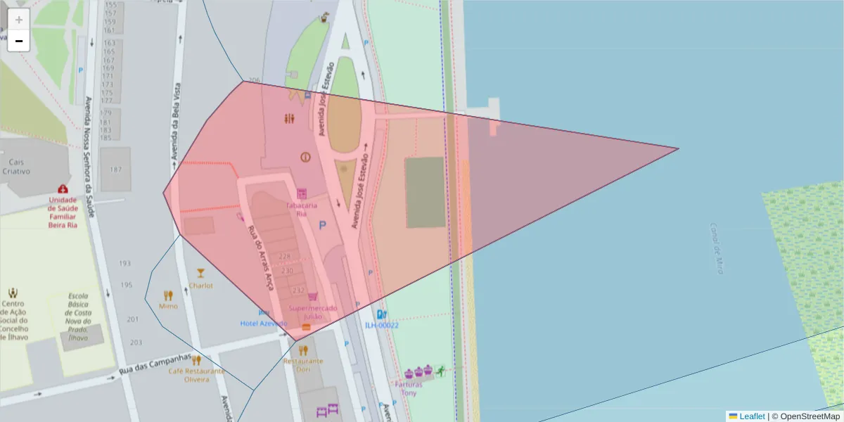 Mapa detalhado do código postal 3840-455 com limites, códigos postais vizinhos e agências dos correios