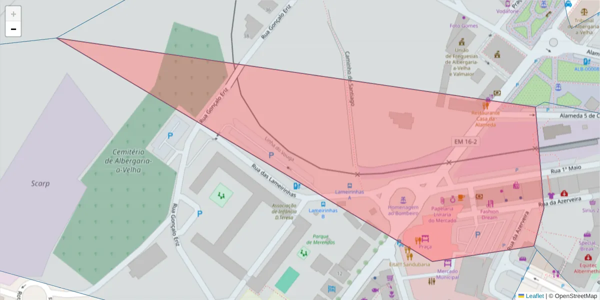 Mapa detalhado do código postal 3850-003 com limites, códigos postais vizinhos e agências dos correios