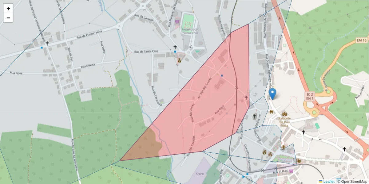 Mapa detalhado do código postal 3850-148 com limites, códigos postais vizinhos e agências dos correios