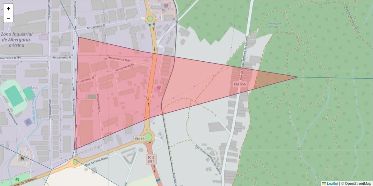 Mapa detalhado do código postal 3850-200 com limites, códigos postais vizinhos e agências dos correios