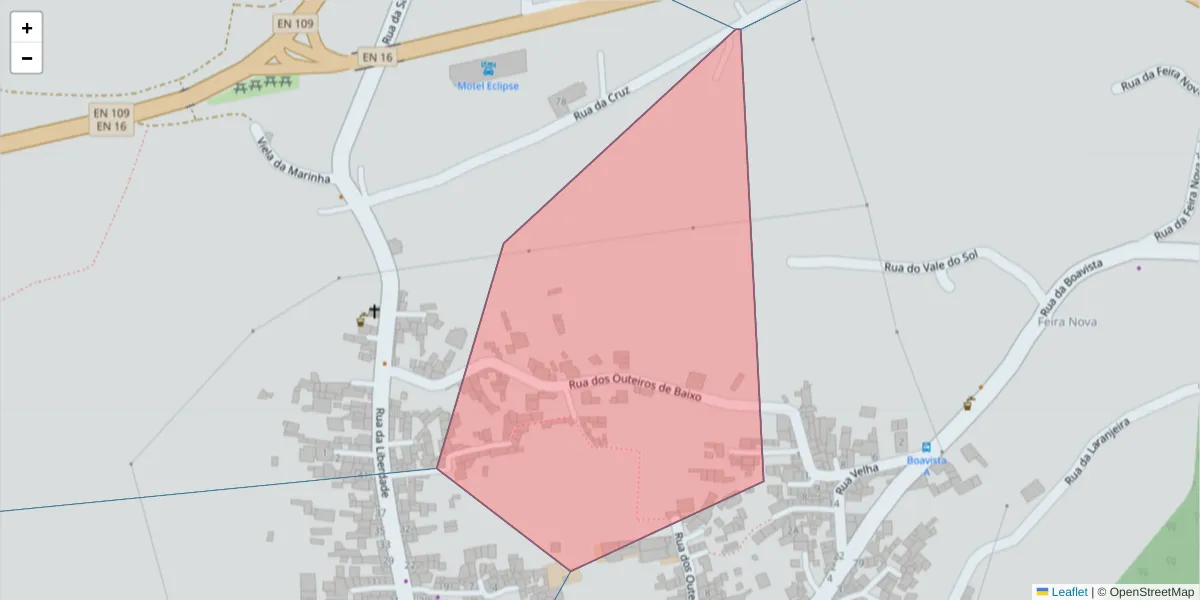Mapa detalhado do código postal 3850-438 com limites, códigos postais vizinhos e agências dos correios