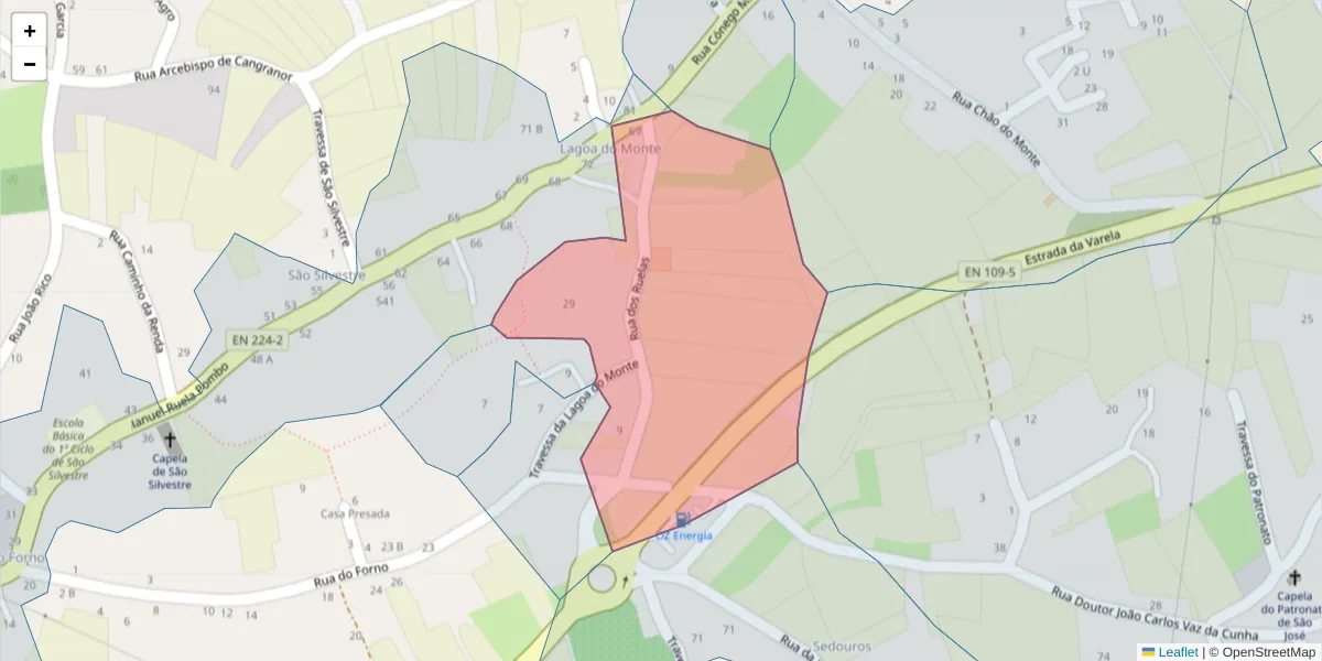 Mapa detalhado do código postal 3870-023 com limites, códigos postais vizinhos e agências dos correios