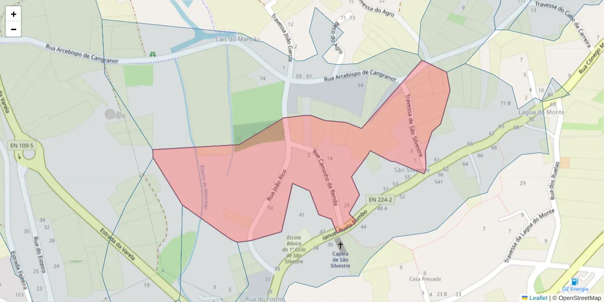 Mapa detalhado do código postal 3870-030 com limites, códigos postais vizinhos e agências dos correios