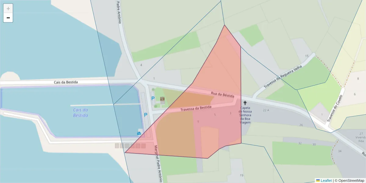 Mapa detalhado do código postal 3870-036 com limites, códigos postais vizinhos e agências dos correios
