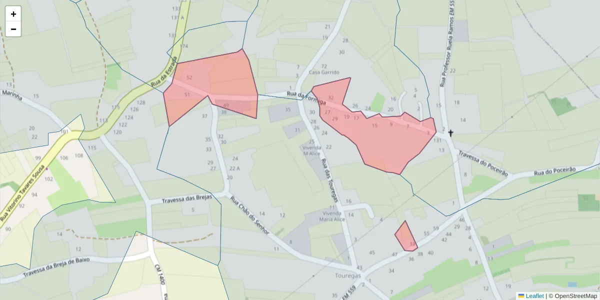 Mapa detalhado do código postal 3870-041 com limites, códigos postais vizinhos e agências dos correios