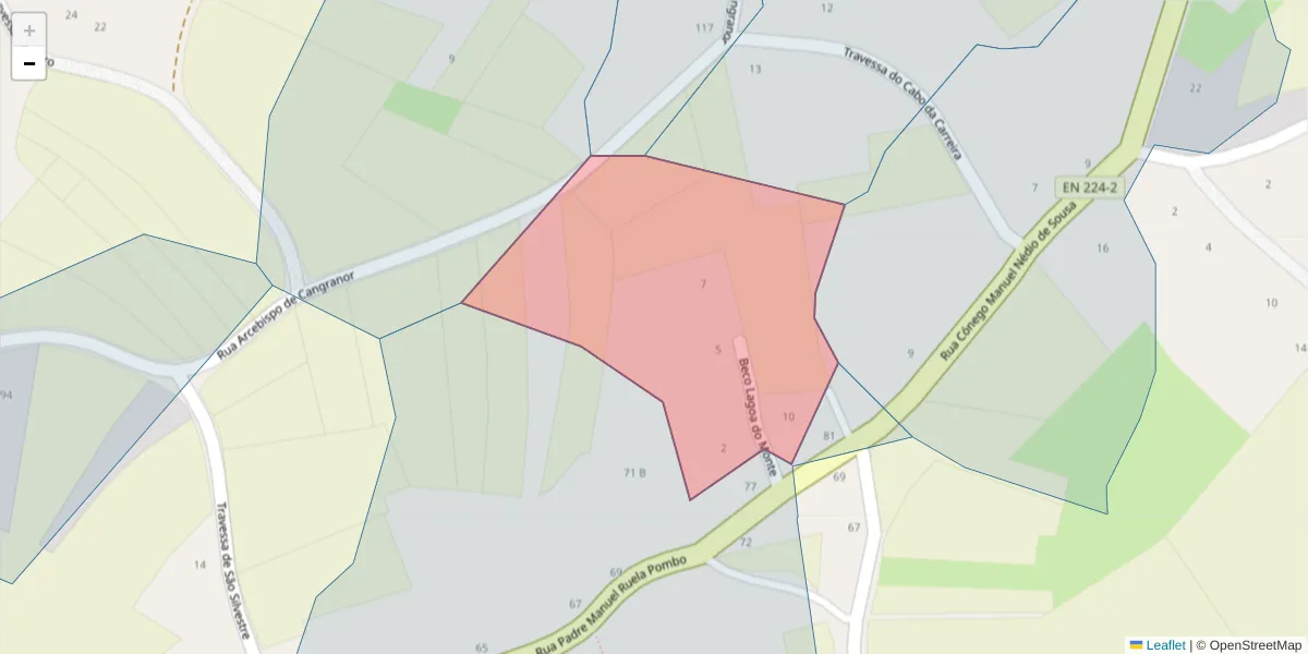 Mapa detalhado do código postal 3870-045 com limites, códigos postais vizinhos e agências dos correios
