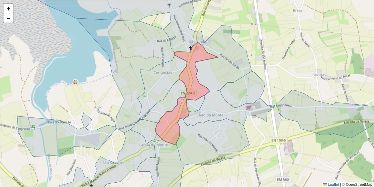 Mapa detalhado do código postal 3870-049 com limites, códigos postais vizinhos e agências dos correios