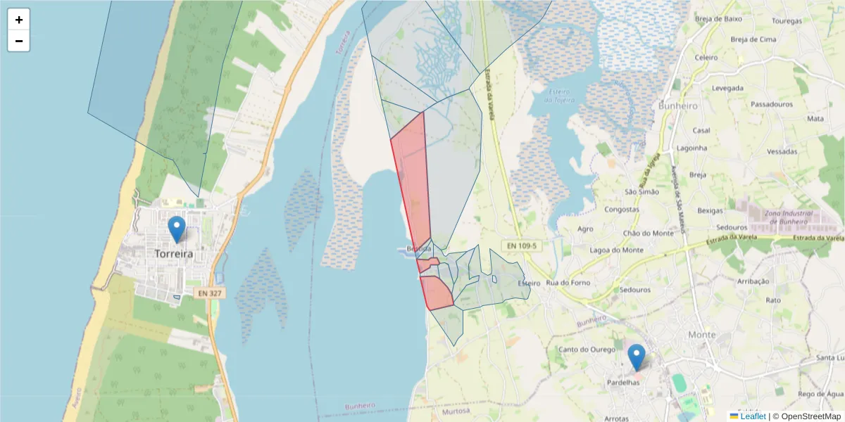 Mapa detalhado do código postal 3870-051 com limites, códigos postais vizinhos e agências dos correios