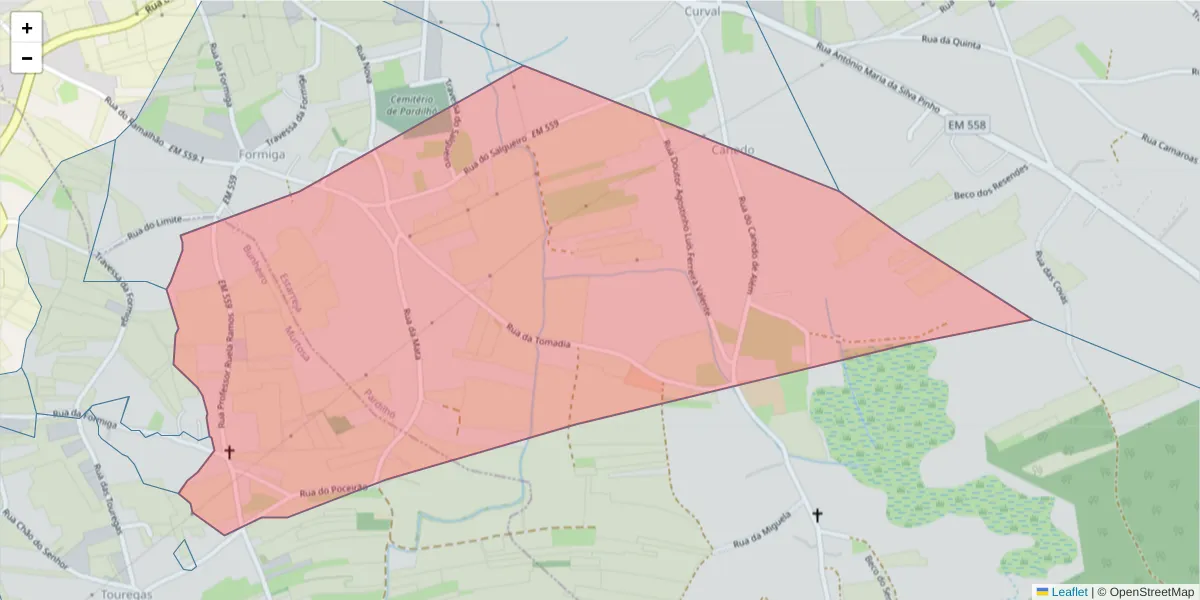 Mapa detalhado do código postal 3870-057 com limites, códigos postais vizinhos e agências dos correios