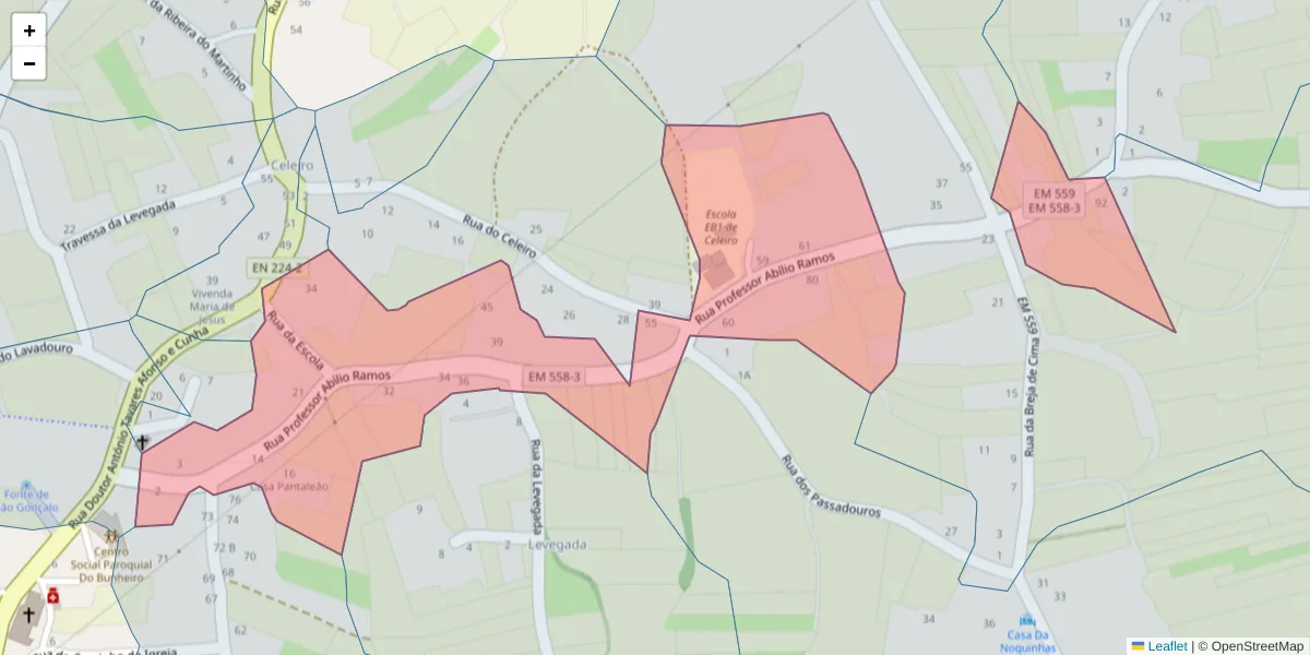 Mapa detalhado do código postal 3870-063 com limites, códigos postais vizinhos e agências dos correios
