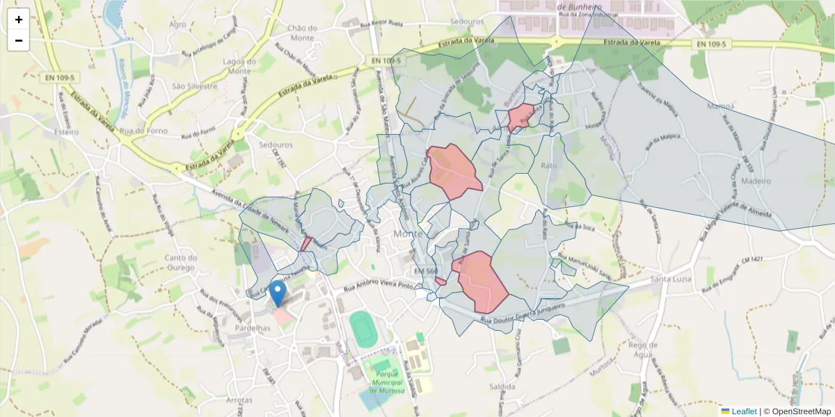 Mapa detalhado do código postal 3870-108 com limites, códigos postais vizinhos e agências dos correios
