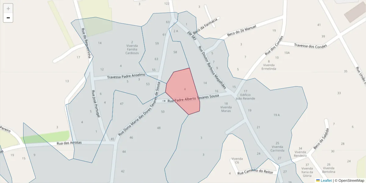 Mapa detalhado do código postal 3870-115 com limites, códigos postais vizinhos e agências dos correios