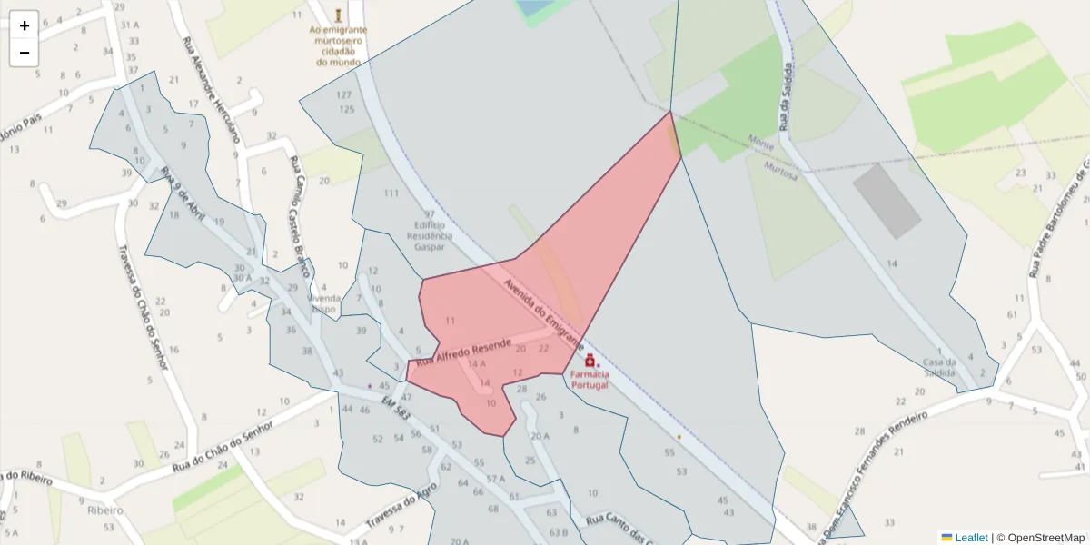 Mapa detalhado do código postal 3870-117 com limites, códigos postais vizinhos e agências dos correios