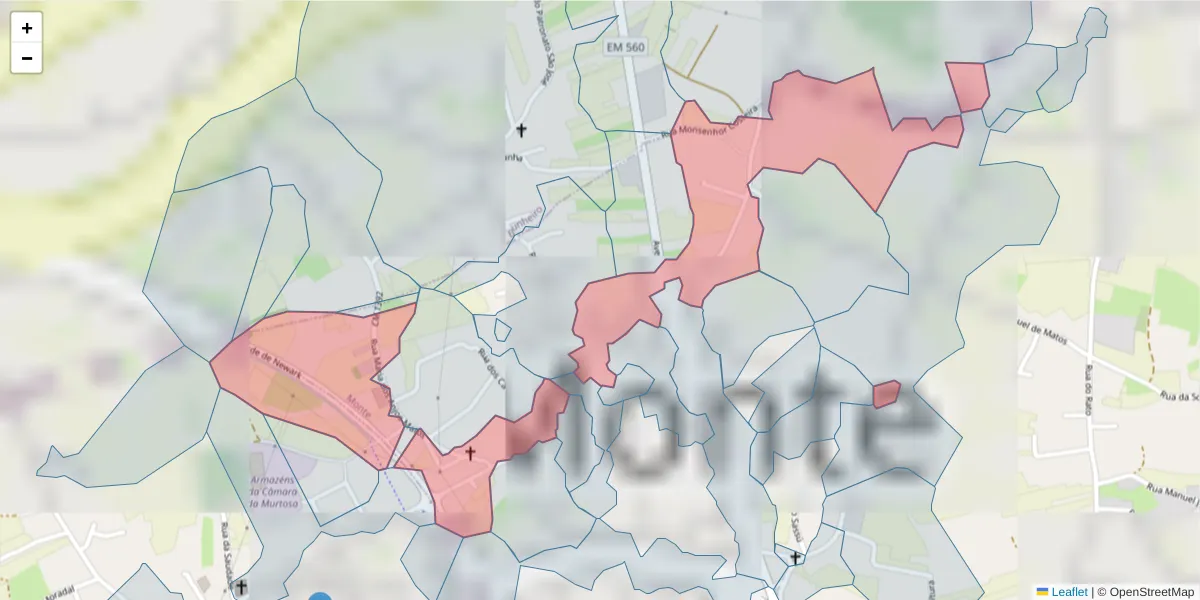 Mapa detalhado do código postal 3870-126 com limites, códigos postais vizinhos e agências dos correios