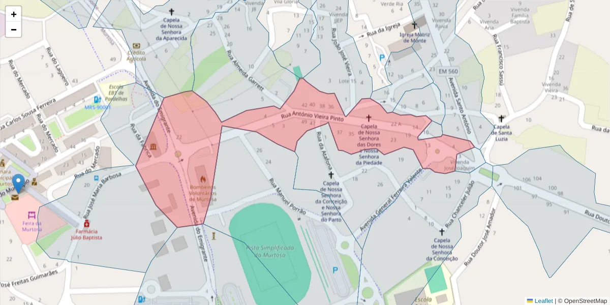 Mapa detalhado do código postal 3870-127 com limites, códigos postais vizinhos e agências dos correios