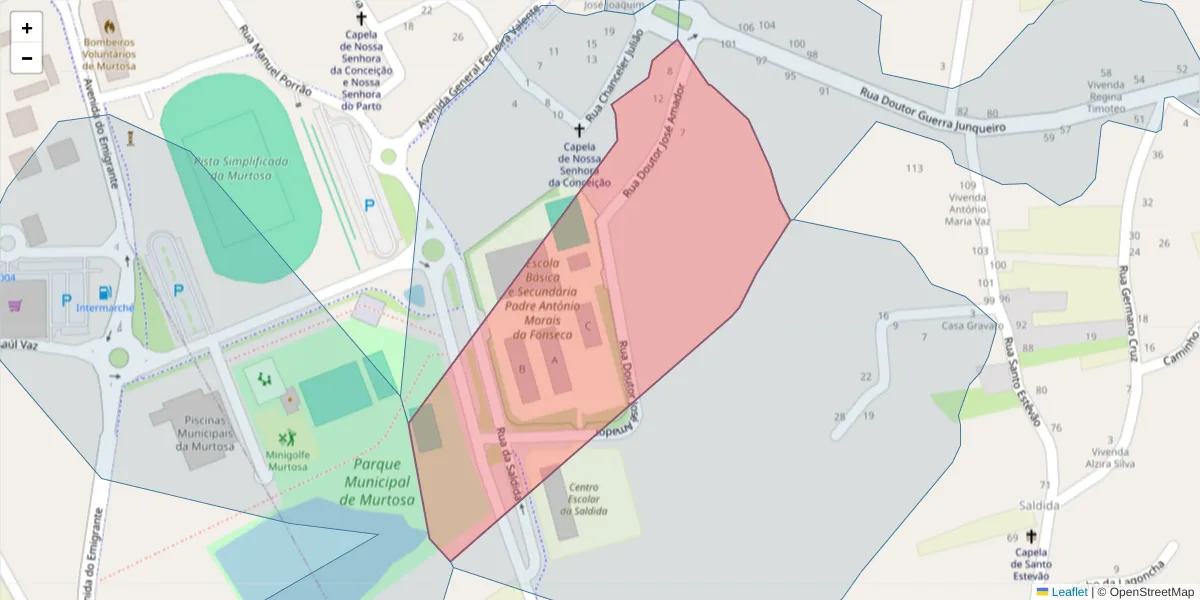 Mapa detalhado do código postal 3870-131 com limites, códigos postais vizinhos e agências dos correios
